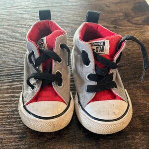 Boys Converse All Star Toddler High-Top Sneakers – Gray & Red Size 5